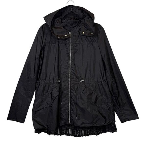 NWOT MONCLER  AUTHENTICATED Baaba Crocheted Lace Trimmed Nylon Parka Large (3) - Picture 3 of 16